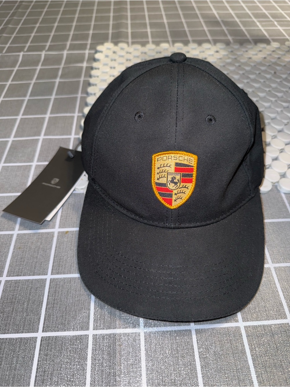 Porsche Lifestyle Crest Black Cap with Yellow Black & Red Crest